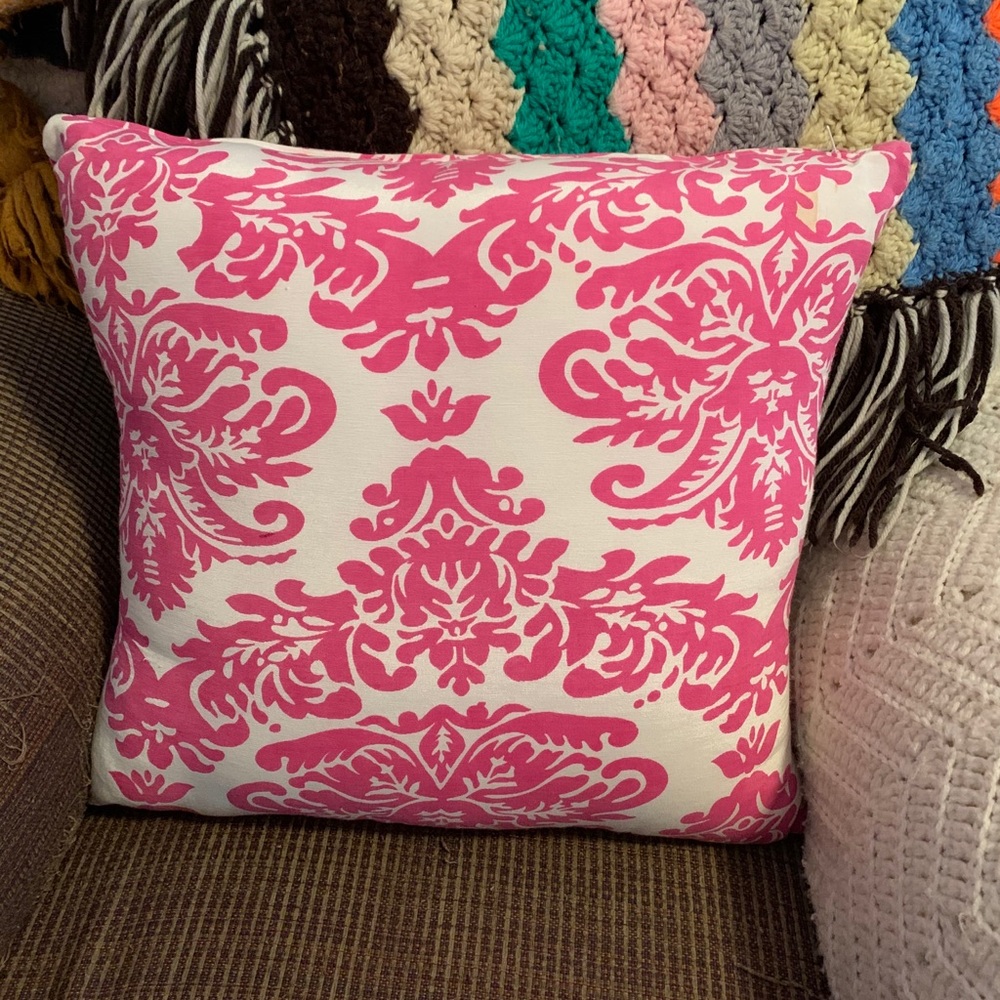 Pier One Pink Scroll Pillow